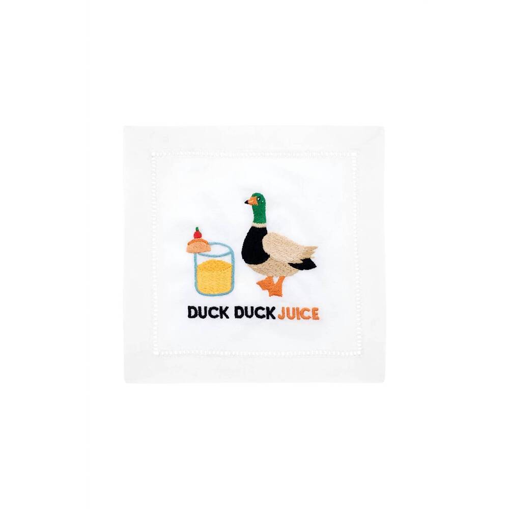 NEW AUGUST MORGAN duck duck juice cocktail napkins in white